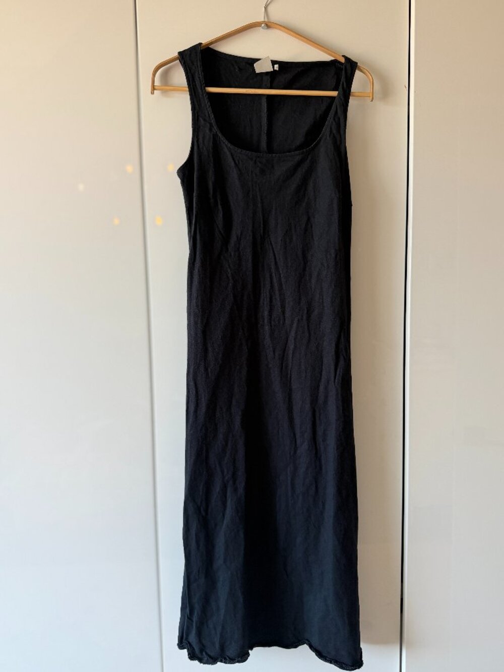 KORS Michael Kors Black Linen Tank Maxi Dress Raw Hem (Runs Small, See Msrmnts)